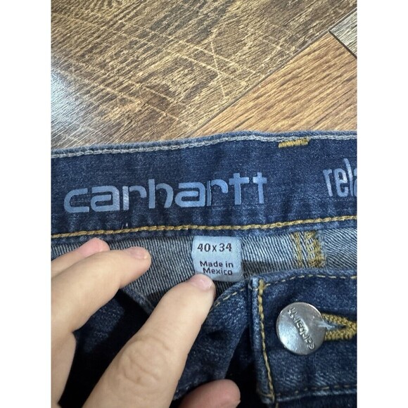 Carhartt Jeans Mens 40x34 Blue Dark Denim Straight Western Cowboy Workwear - Picture 2 of 6